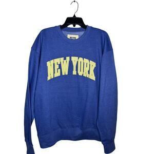 New York Popular Men's Crew Neck Graphic Printed Sweatshirt Royal Blue Size XL